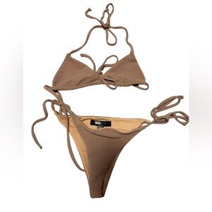 Beach Riot size M neutral Ribbed Bikini Set Tie Set - EUC